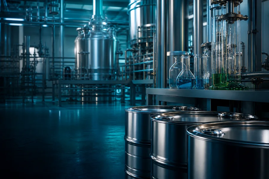 Chemical manufacturing equipment and drums