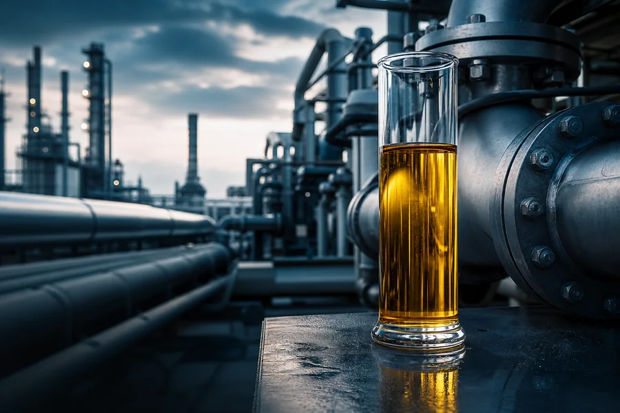 Diesel and gasoil sample at a refinery
