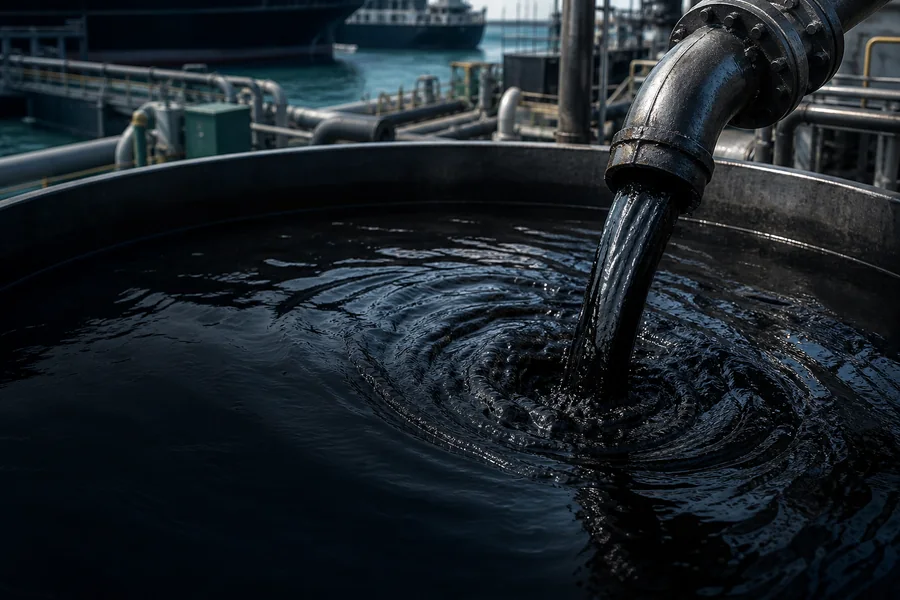 Heavy fuel oil at an industrial terminal