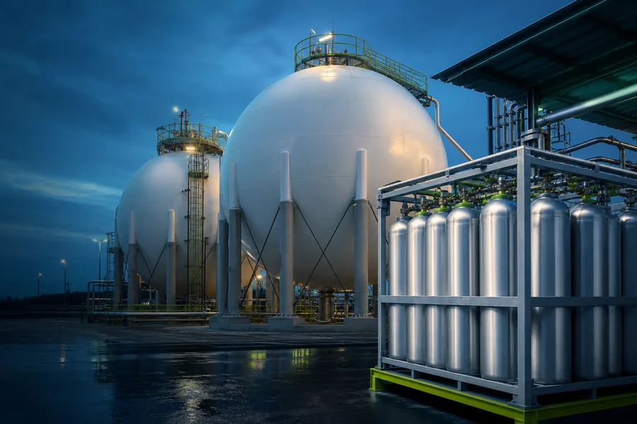 LPG storage tanks at a gas terminal