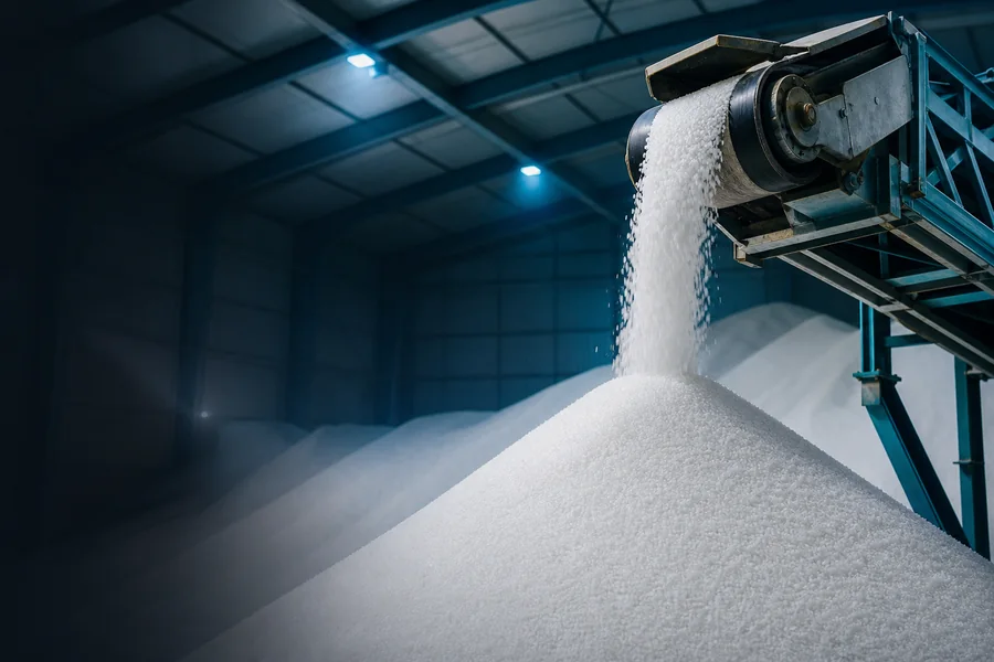Urea granules at a bulk facility